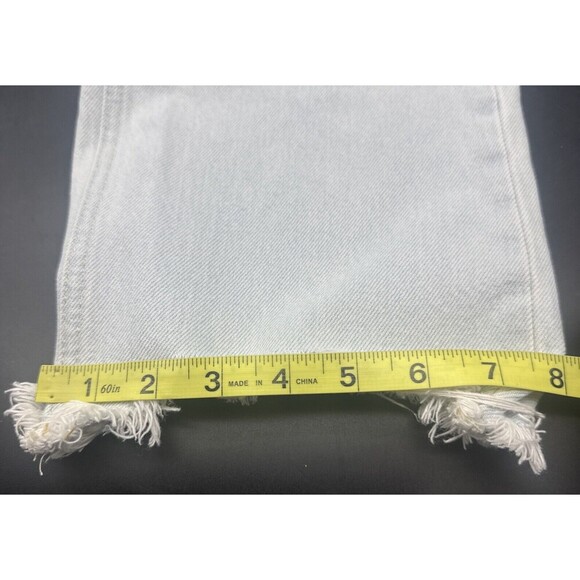 We the Free Light Wash Straight Leg Cropped Distressed Raw Hem Jeans Sz 29 - Picture 13 of 14